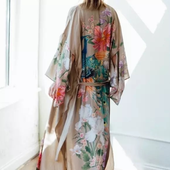 Sarrah Sweaters - New Bohemian Mixed Print Kimono Duster Wrap Jacket